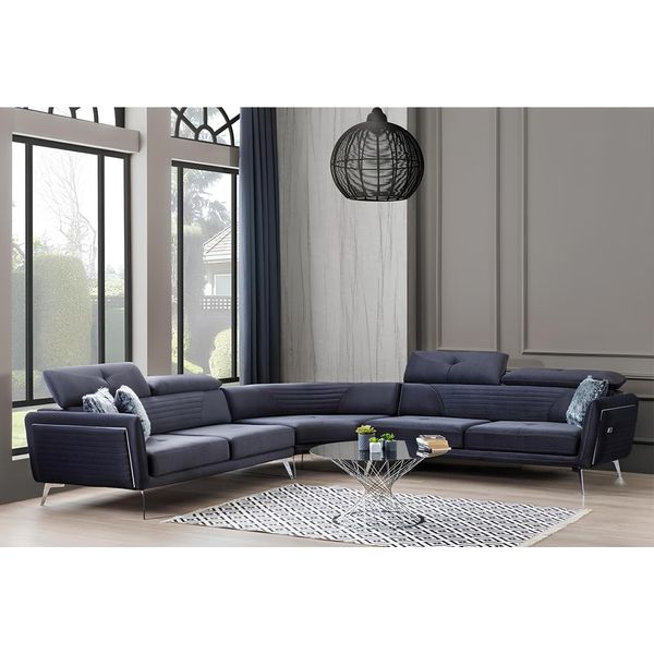 Divano Angolare Grigio Lusso 343 X 343 X 83 Cm-image