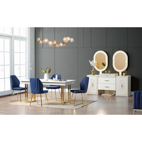 Set Sala Da Pranzo Tavolo Da Pranzo + 6X Sedie + Credenza Gruppi Da Pranzo Nuovi 8 Pezzi-image