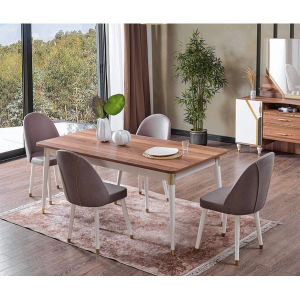 Set Sala Da Pranzo 6X Sedie+Tavolo Da Pranzo Set Sala Da Pranzo Design Set Sedie In Legno Nuovo-image