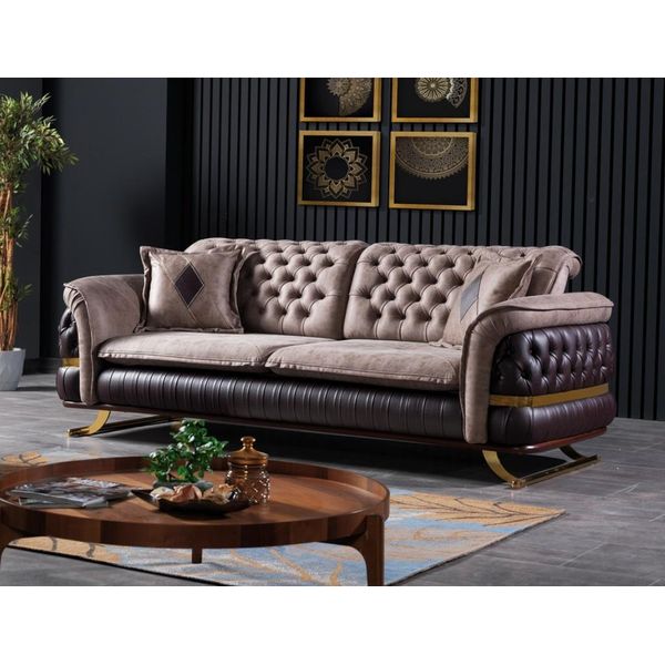 Divano A Tre Posti Di Design Divano A 3 Posti In Tessuto Divano Chesterfield A 3 Posti In Tessuto Nuovo-image