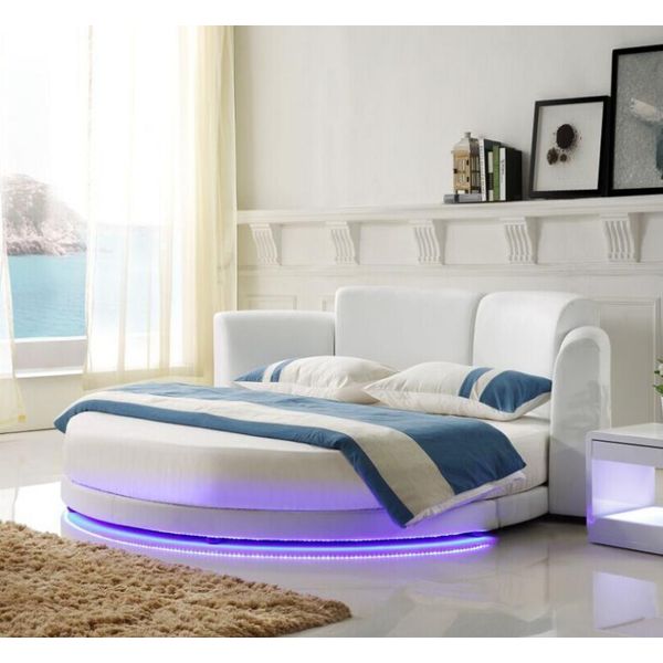 Letto Rotondo Letti Doppio Lusso Camera Da Letto Mobili Rotonda Hotel Telaio Nuovo-image