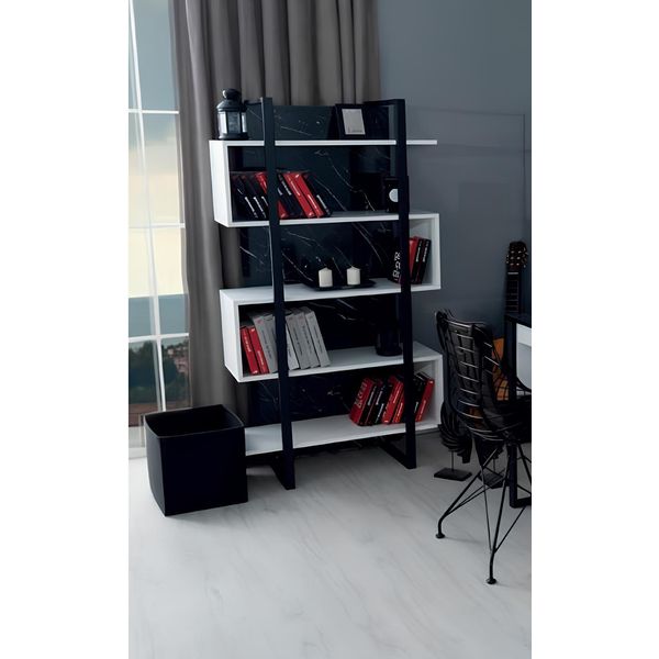 Libreria Mobili Bianchi Legno Metallo Scaffale Camera Ragazzi Design Moderno Lusso Nuovo-image