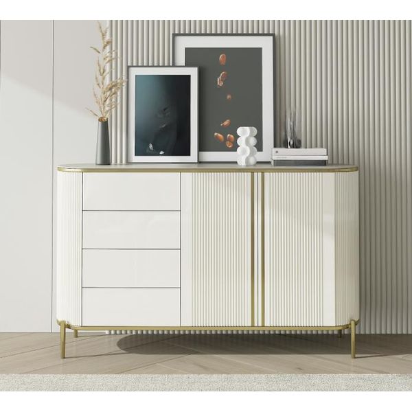 Credenza Bianca Con Cassetti Cassettiere In Legno Jvmoebel-image