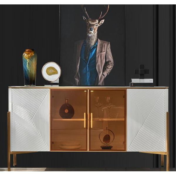 Soggiorno Bianco Credenza Scaffali Design Legno Jvmoebel-image