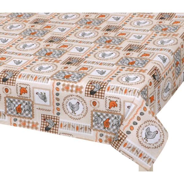 Tovaglia Pasqua - 120X140 Cm - Beige,Grigio,Arancione-image