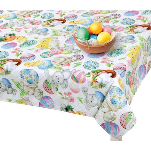 Tovaglia Pasqua - 70X70 Cm - Beige,Giallo,Verde-image