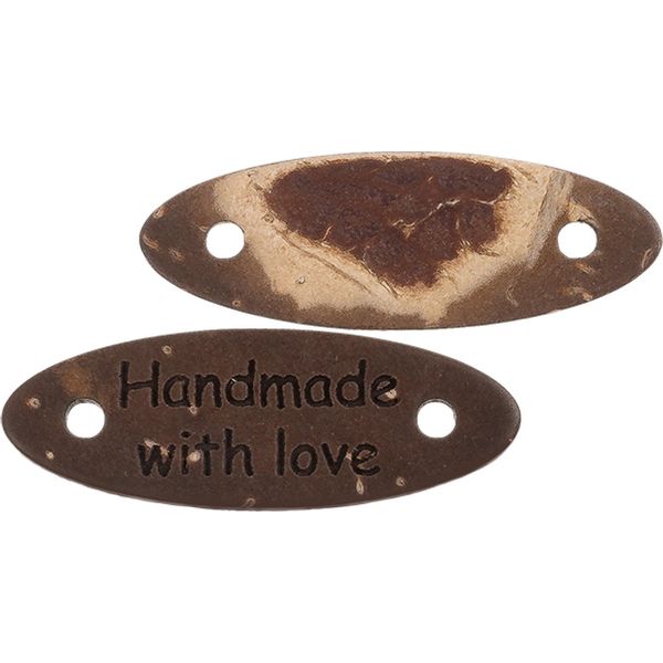 Toppa 'Hand Made With Love' Cocco 28X10Mm - Set Di 2 - 28X10 Mm - Marrone-image