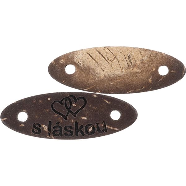 Toppa "Con Amore"" In Cocco 28X10Mm - Set Di 2 - 28X10 Mm - Marrone"-image