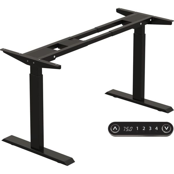Hilodesk Scrivania Regolabile In Altezza Elettrica, Scrivania Doppio Motore Regolabile In Altezza Da 69 A 117 Cm, 4 Comandi A Memoria, Nero-image