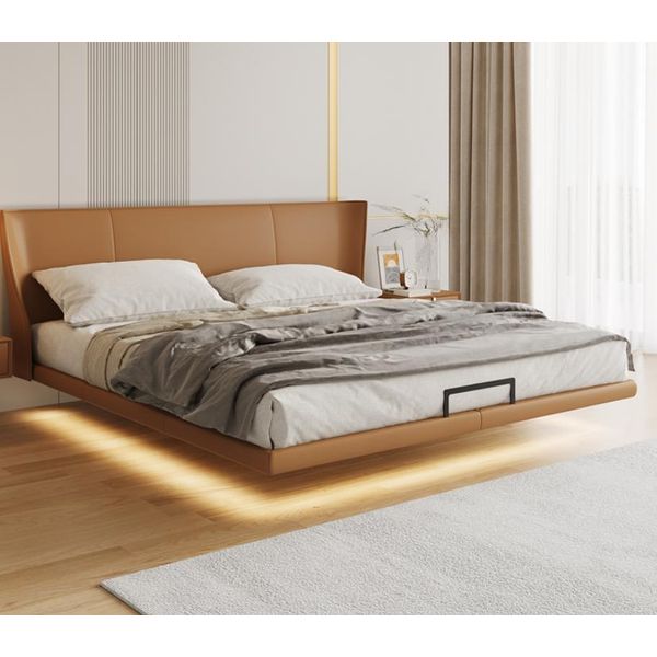 Letto A Muro Marrone Mobili Di Design Per La Camera Da Letto Struttura In Legno Letto In Ecopelle-image