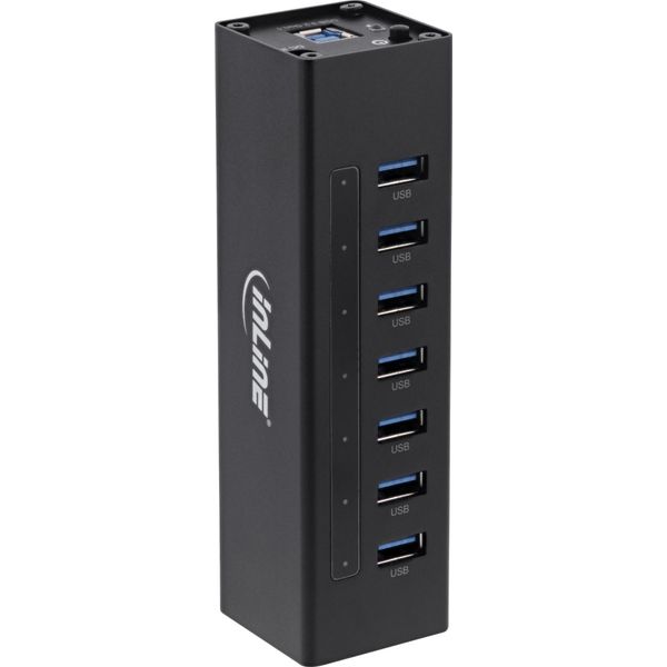 Inline® 35395B Hub Usb 3.0 7 Porte Alloggiamento In Alluminio Nero Con Alimentatore Da 2,5A-image