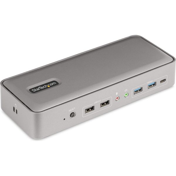 Startech.Com Docking Station Kvm USB-C Per Due Laptop, Dock Displayport Per Due Monitor 4K 60Hz, Hub Usb A 5 Porte, Gbe, Alimentazione A 90W/45W Per Due Laptop, Windows/Mac, Dock Kvm A 2 Host-image