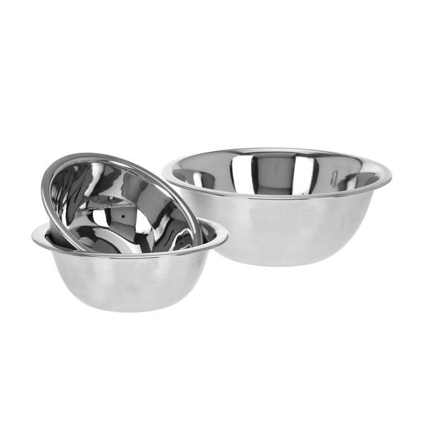 Excellent Houseware Set Di 3 Ciotole Per Mescolare/Servire, Acciaio Inossidabile, 18/20/24 Cm, Argento-image