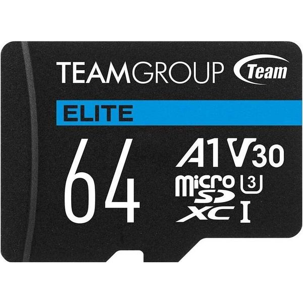 Team Elite A1 - Scheda Di Memoria Flash (Adattatore Sd Incluso) - 64 Gb - A1 / Classe Video V30 / UHS-I U3 - Microsdxc-image