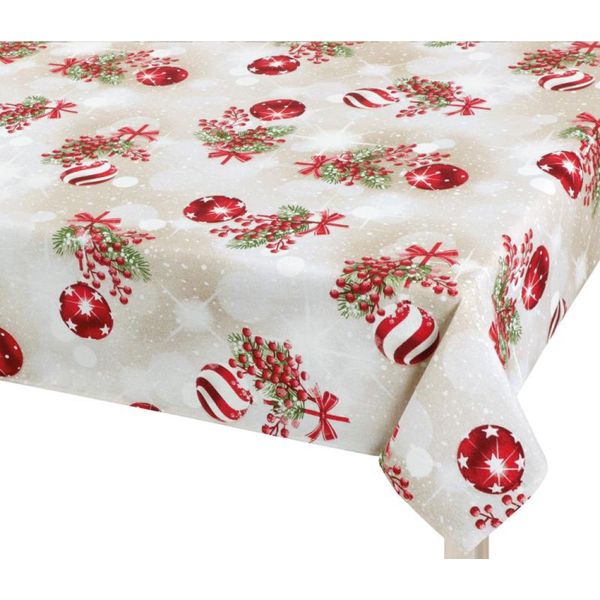 Tovaglia Natale - 70X70 Cm - Rosso,Beige-image