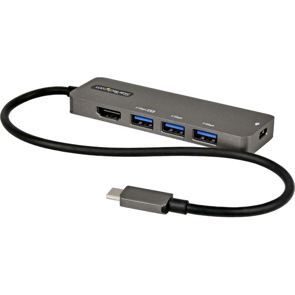 Startech.Com Adattatore Multiporta USB-C - Mini Docking Station Da USB-C A Hdmi 4K 60Hz (HDR10) Con Pass-Through Power Delivery 100W - Hub 4 Porte Usb 3.0 - Mini Dock Usb Type-C - Cavo Integrato Da 30 Cm-image