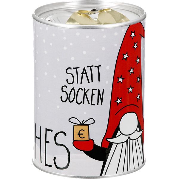 Gilde Spardose, Zylindrisch, "BäRti"", Spruch, Wichtelmotiv, Metall, Grau, Ve 18, 3Fach Sortiert, H. 12 Cm, D. 8,5 Cm"-image