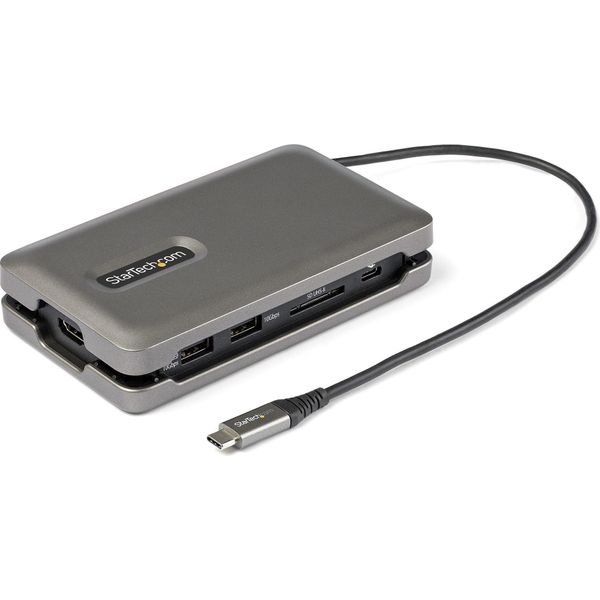 Startech.Com Adattatore Multiporta Usb C - Da Usb C A Hdmi 2.0 4K 60Hz - Hub Usb 2 Porte 10Gbps - 100W Power Delivery Pass-Through - Gbe - Sd/Microsd - Mini Dockstation Usb Type-C - Cavo Da 25Cm-image