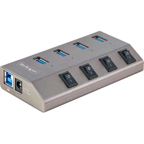 Startech.Com Hub USB-C Autoalimentato A 4 Porte Con Singoli Interruttori On/Off, Hub Di Espansione USB3.0 5Gbps Con Alimentatore, Hub USB-C A USB-A Per Desktop/Portatili, 4X Bc 1.2 (1.5A), Hub Usb Di Tipo C-image