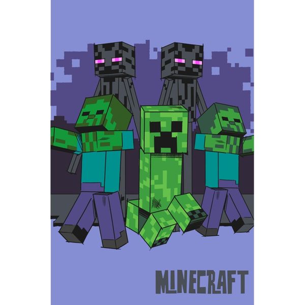 Coperta In Pile Mincecraft Copriletto Creeper Zombie Enderman 100 X 150 Cm 100% Poliestere-image