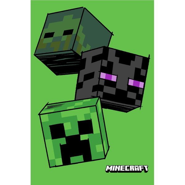 Coperta In Pile Minecraft Per Bambini Creeper Zombie Enderman Verde 100 X 150 Cm 100% Poliestere-image