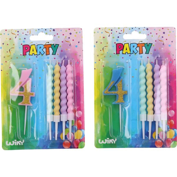 Candela Party Numero 4 + 4 Pezzi Candele-image