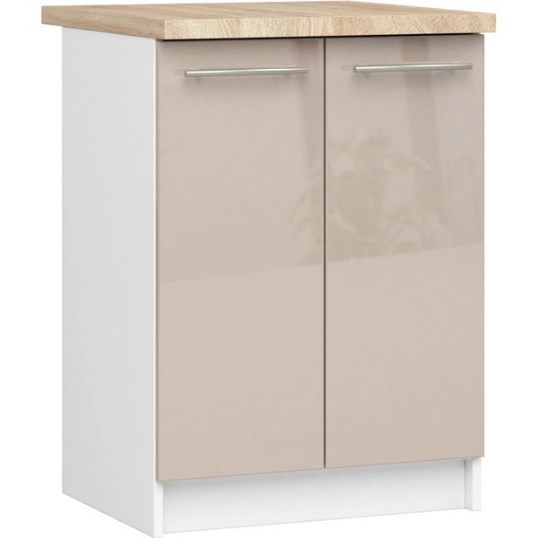 Mobiletto Da Cucina Oliwia S60 2D Bianco Cappuccino Lucido 60X60 Cm-image