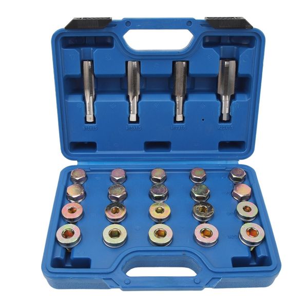 Kit Di Riparazione Della Filettatura Della Coppa Dell'olio, Set Di Strumenti Per La Spina Di Scarico Del Cambio Della Coppa, Strumento Di Riparazione Della Filettatura Della Spina Della Coppa, Kit Di Riparazione Della Filettatura Del Bullone Della Coppa Dell'olio Dell'automobile, Strumento Della Spina Di Scarico Della Coppa Del Veicolo-image