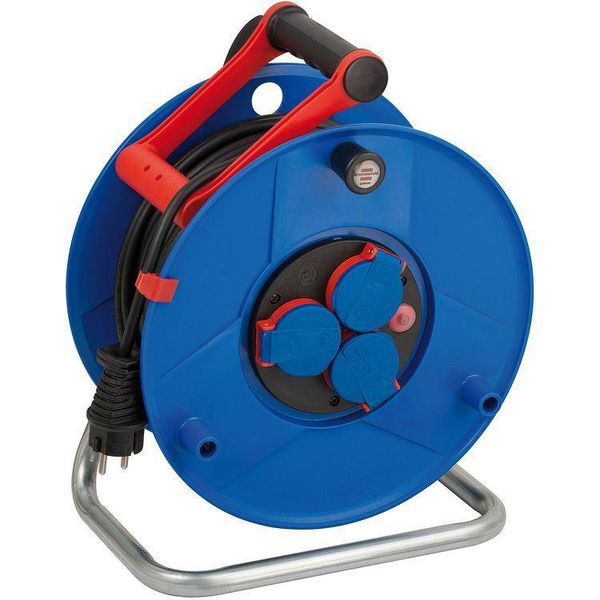 Avvolgicavo Brennenstuhl Garant Con Cavo Bremaxx® Da 50 M E 3 Prese Di Corrente (Esterno, IP44, Termostato, Germany) Blu-image