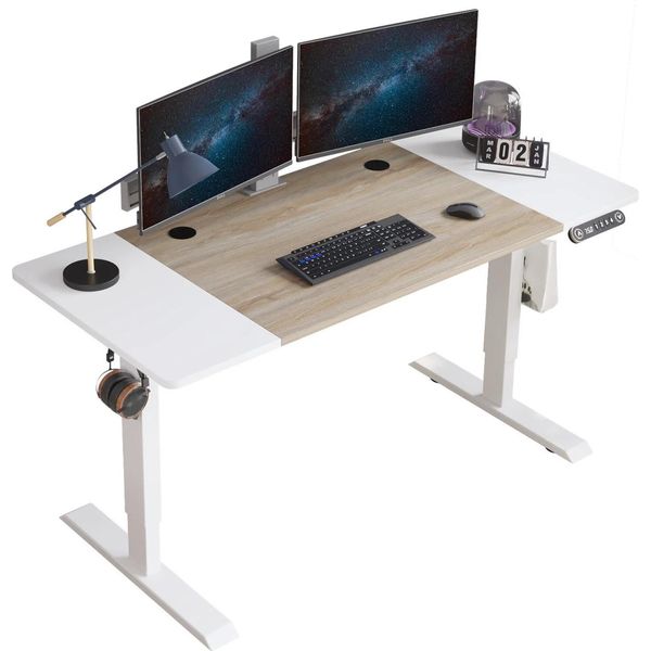 Hilodesk Scrivania Regolabile In Altezza, Scrivania Elettrica Regolabile In Altezza, Tavolo Da Computer 160 Cm, Scrivania Da In Piedi, Bianco-image
