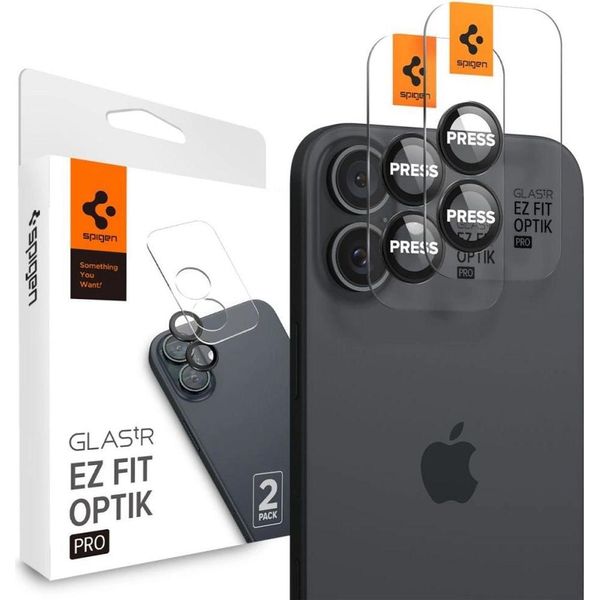 Spigen Iphone 17 / 16 Plus Glas.Tr Ez Fit Optik Pro Pellicola Protettiva Per Obiettivo, Confezione Da 2 - Nero-image