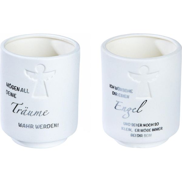 Gilde Windlicht, Zylindrisch, "TräUme"", Spruch, Porzellan, Weiß, Ve 6, 2 StüCk Wie Abgebildet, H. 9 Cm, D. 7 Cm 27060"-image