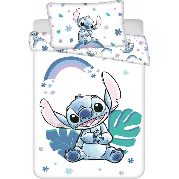 Biancheria Da Letto Disney Lilo E Stitch, Alien, Foglie, Piumone 100 X 135 Cm + Cuscino 40 X 60 Cm, 100% Cotone-image