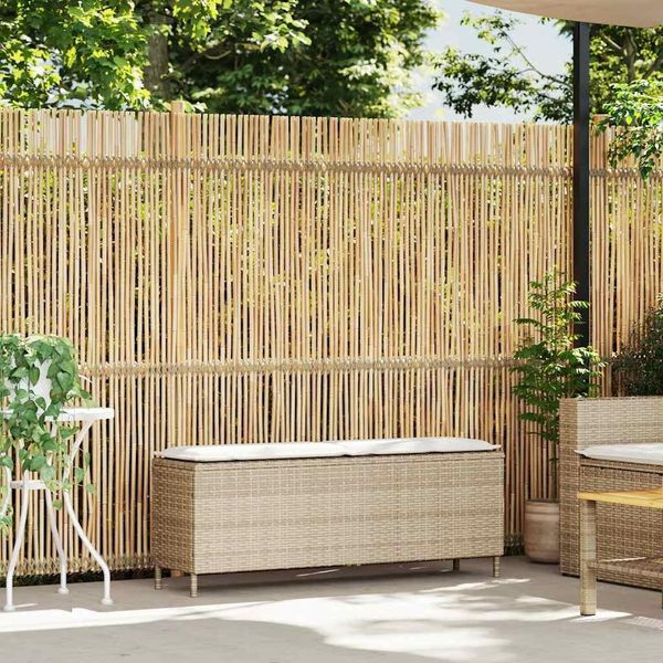 Vidaxl Panca Da Giardino Con Cuscini Beige 110X30X40,5 Cm Poly Rattan-image