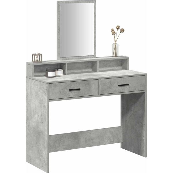Syfax™ Tavolo Da Trucco Con Cassetto Grigio Cemento 100 X 41 X 140 Cm-image