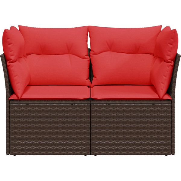 Vidaxl Divano Da Giardino Con Cuscini 2 Posti In Polirattan Marrone-image