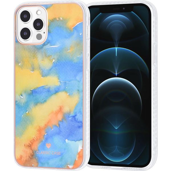 Custodia Uniq Classic Per Iphone 12 - 12 Pro - Cover Posteriore In Tpu - Giallo Marmo-image