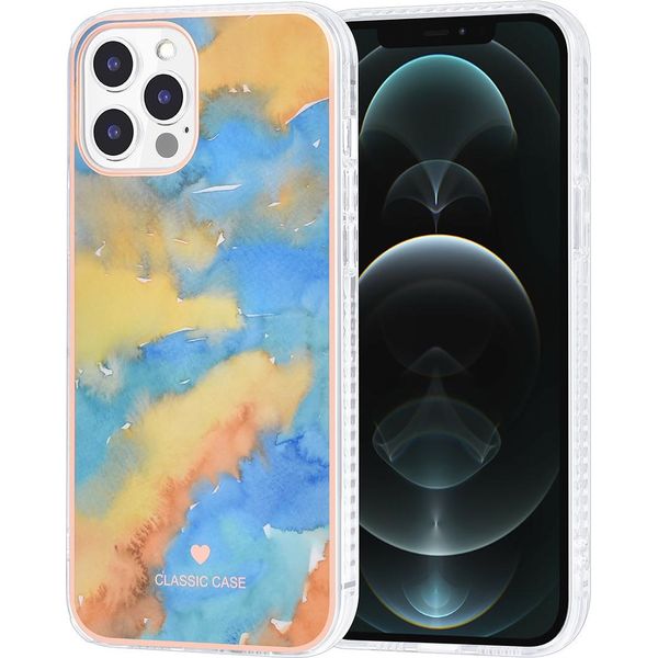 Custodia Uniq Classic Per Iphone 12 Pro Max - Cover Posteriore In Tpu - Giallo Marmo-image