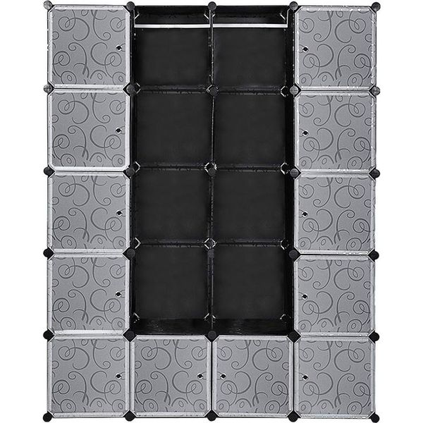 Aopunly 20 Scatole Sistema Di Scaffalatura Fai Da Te Armadio Guardaroba Scaffale 142X37X180Cm Bianco E Nero-image