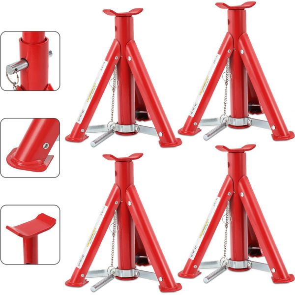 Aopunly 3000 Kg Cavalletto 4X Cavalletti Pieghevoli Regolabili In Altezza 3T Rosso-image