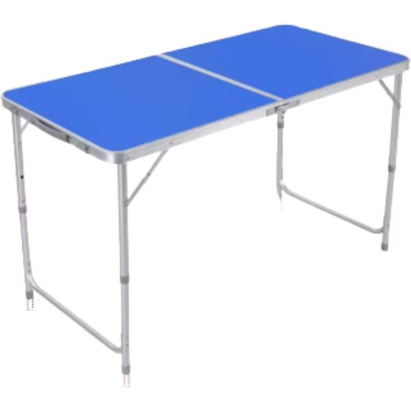 Tavolo Da Campeggio 5 Pezzi - Tavolo Pieghevole Con 4 Sgabelli - Alluminio E Mdf - Altezza Regolabile 55-70 Cm - Blu - Per Campeggio E Giardino-image