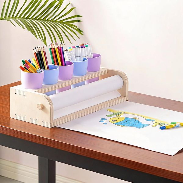 Cavalletto 2 In 1 Con Carta Da Disegno, Set Di Pittura Per Bambini, Giocattolo Di Pittura Creativa, 1× Cavalletto, 2× Rotoli Di Carta Da Disegno-image