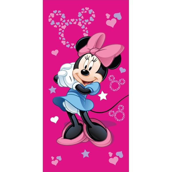 Asciugamano Disney Minnie Mouse, Telo Mare, Telo Doccia, Fiocco Per Capelli, Vestito Blu, 70 X 140 Cm 100% Cotone-image