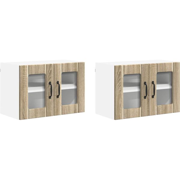 Vidaxl Armadio Da Cucina 2 Pezzi Rovere Sonoma 60 X 31 X 40 Cm Materiale In Legno-image