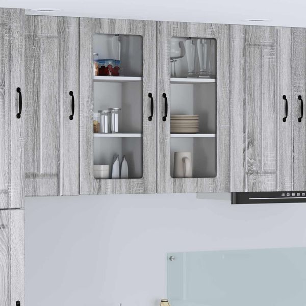 Vidaxl Armadio Da Cucina 2 Pezzi Grigio Sonoma 40 X 31 X 80 Cm Materiale A Base Di Legno-image