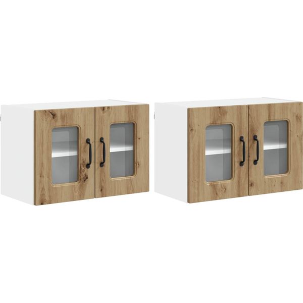 Vidaxl Armadio Da Cucina 2 Pezzi Rovere Artisan 60 X 31 X 40 Cm Materiale In Legno-image