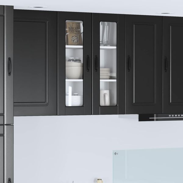 Vidaxl Armadio Da Cucina Con Ripiano Nero 60 X 31 X 80 Cm Materiale A Base Di Legno-image