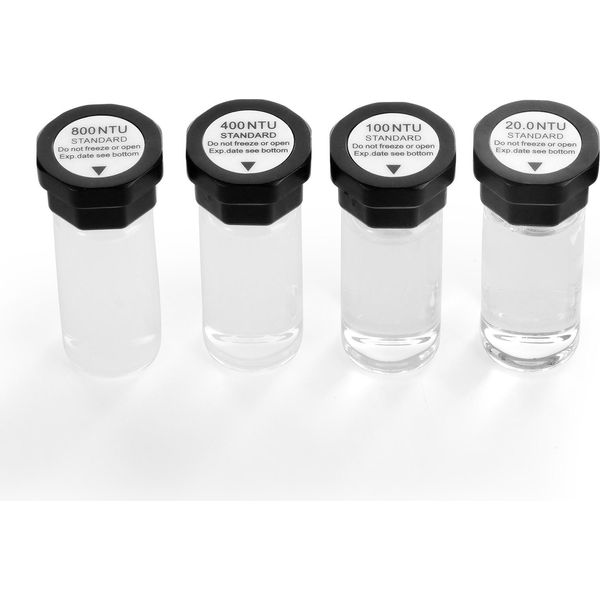 Kit Soluzione Di Calibrazione Della Torbidità Vevor 20/100/400/800 Ntu 20 Ml Ciascuno, 4 Pezzi Di Ricarica Della Soluzione Di Torbidità Standard Per Il Torbidimetro TN2000, Inserto Protettivo Antiurto, Design A Bottiglia Sigillata-image