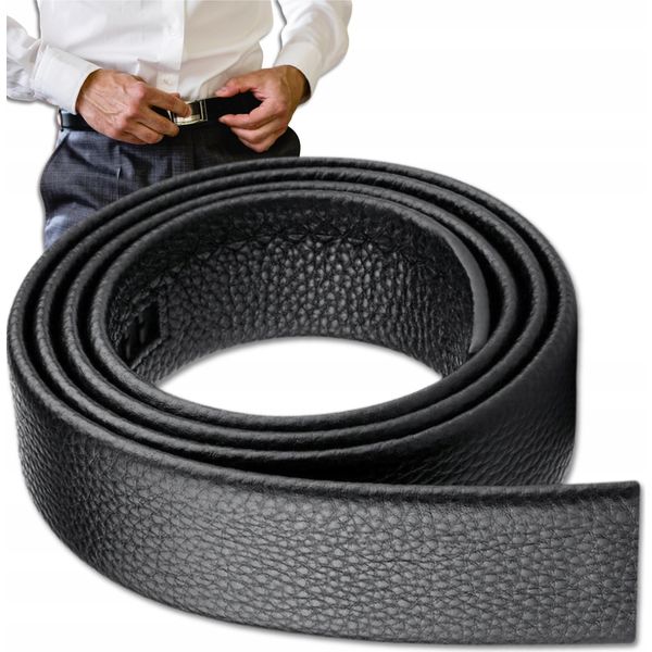 Edibazzar | Cintura Di Ricambio Senza Fibbia Per Pantaloni, In Ecopelle, Nera, Elegante-image