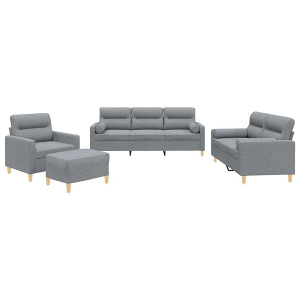 Syfax™ Set Divani 4 Pz Con Cuscini Grigio Chiaro In Tessuto-image